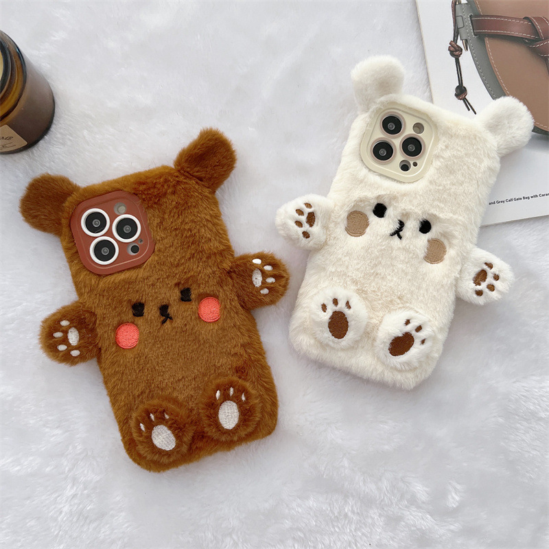 Korean 3D Cartoon Bear Fluffy  - đánh giá và giá Phone Cases Iphone
