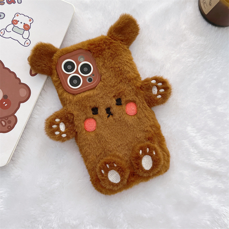 Korean 3D Cartoon Bear Fluffy  - đánh giá và giá Phone Cases Iphone