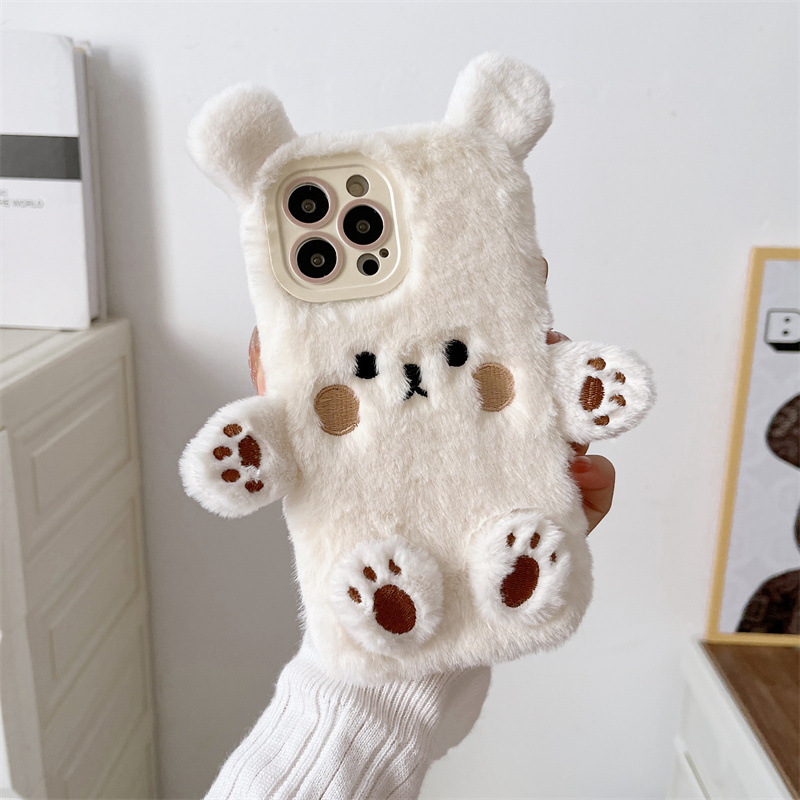 Korean 3D Cartoon Bear Fluffy  - đánh giá và giá Phone Cases Iphone