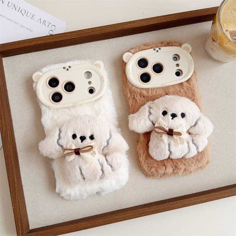 3D Cartoon Bowknot Puppy Warm  - đánh giá và giá Phone Cases Iphone