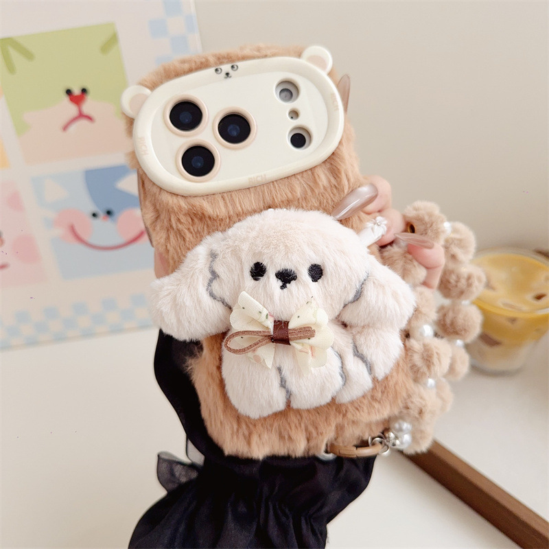 3D Cartoon Bowknot Puppy Warm  - đánh giá và giá Phone Cases Iphone