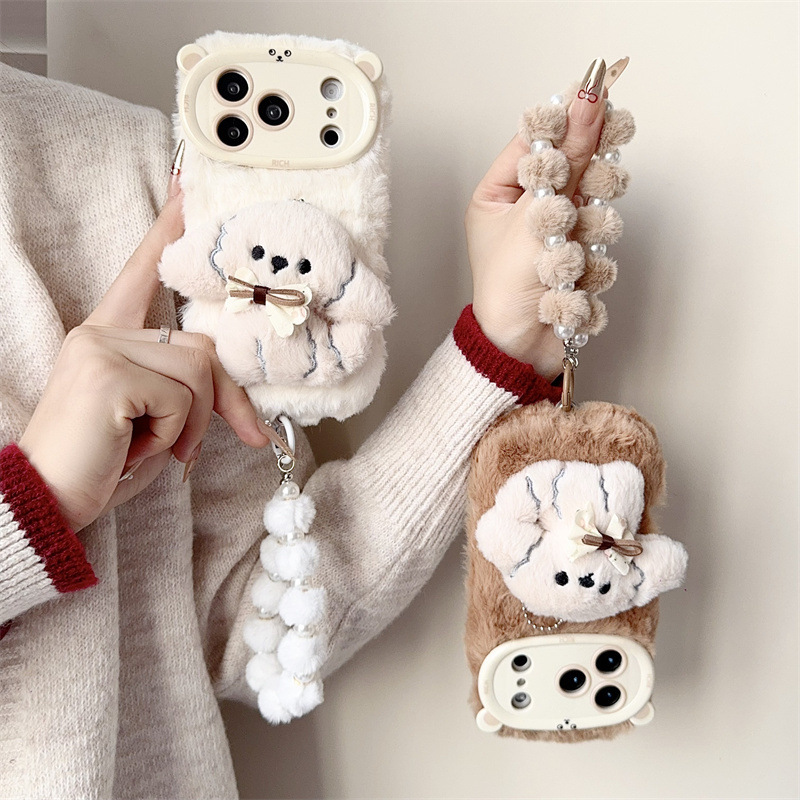 3D Cartoon Bowknot Puppy Warm  - đánh giá và giá Phone Cases Iphone