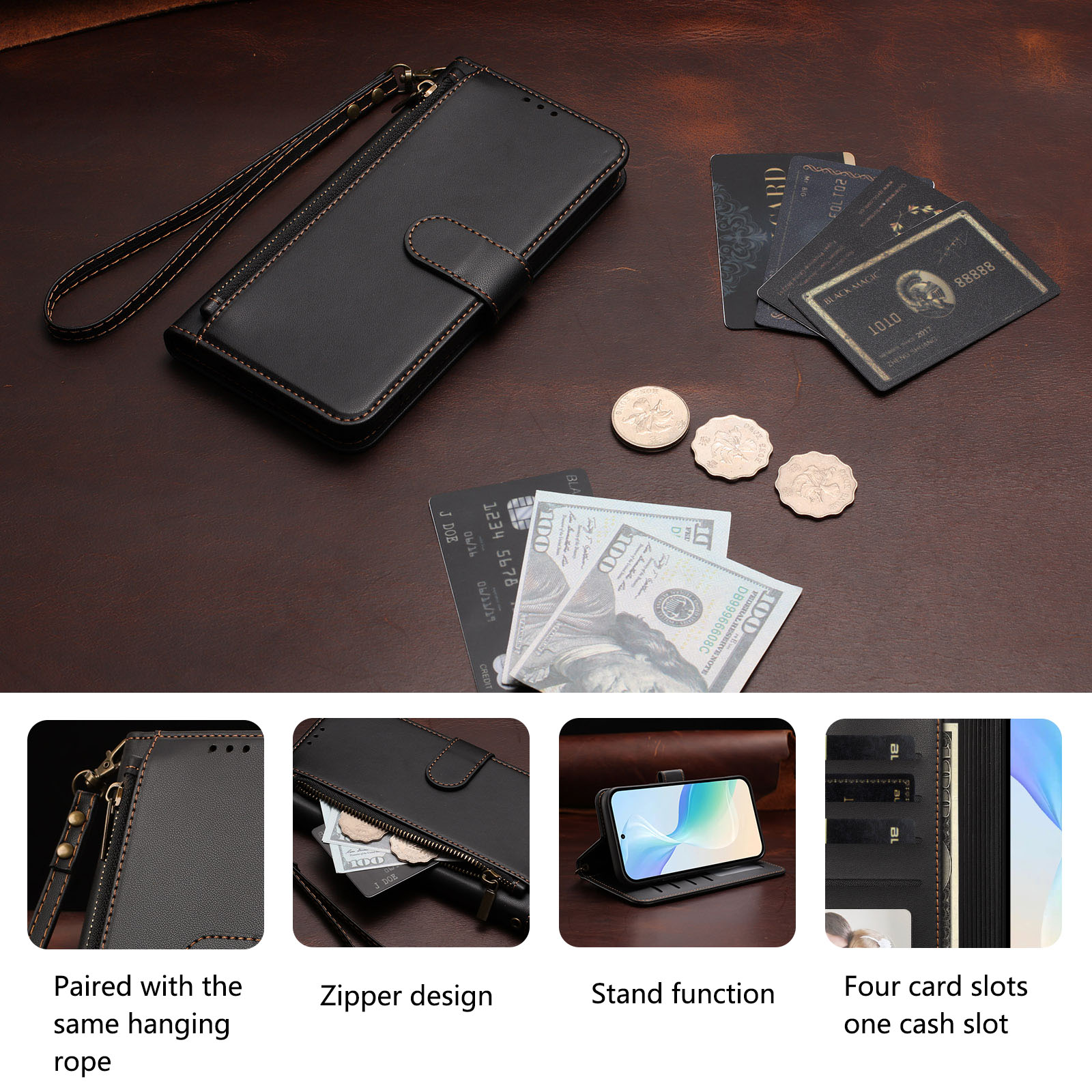 Folio Magnetic Wallet Flip Lea - đánh giá và giá Leather Folio Wallet Case
